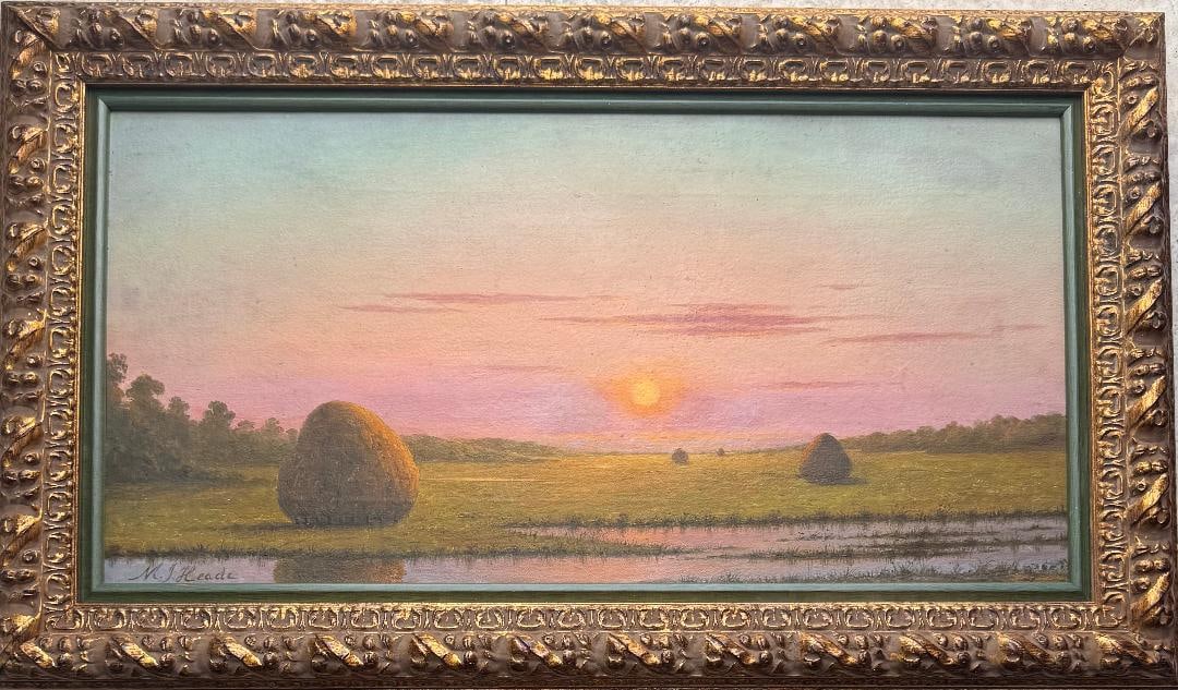 Martin Johnson Heade (Attributed) Oil on Canvas Art: 11" x 22" Fr: 15" x 27" (1 of 6)