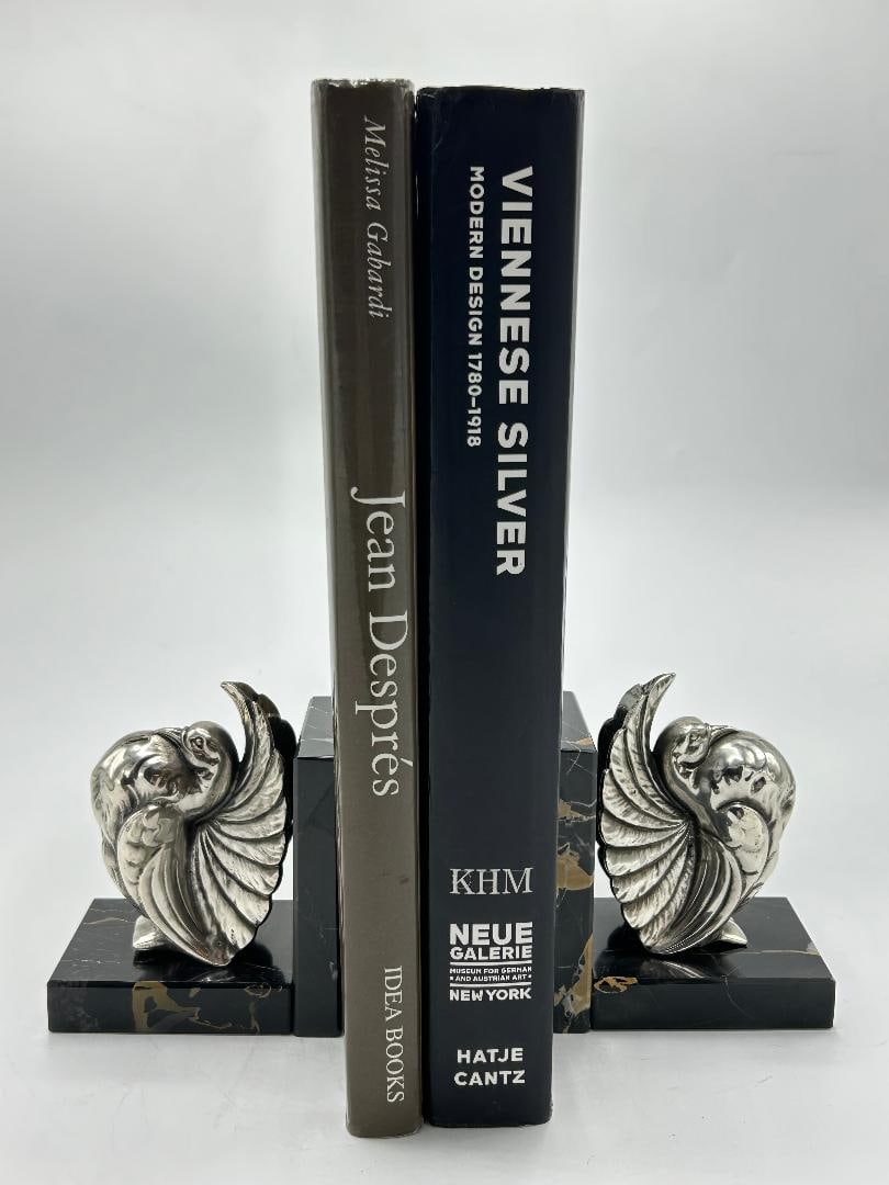 Pair of Art Deco Silverplated Bronze Bookends H: 4" W: 4" D: 2" (1 of 4)