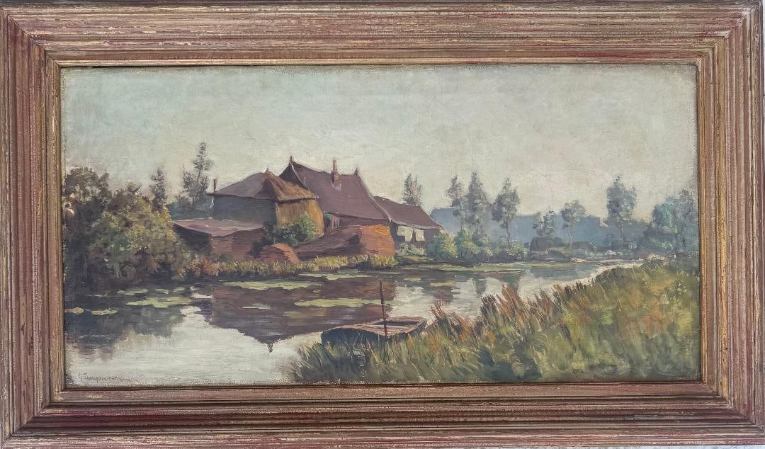 George Thompson Pritchard (Attributed) Oil on Canvas Art: 16" x 32" Fr: 22" x 37" (1 of 3)