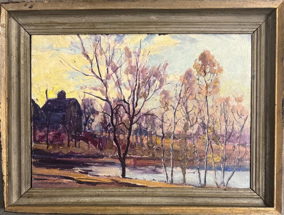 Charles Macdonald Manly (Attributed) Oil on Board Art: 14" x 20" Fr: 18" x 24" (1 of 3)