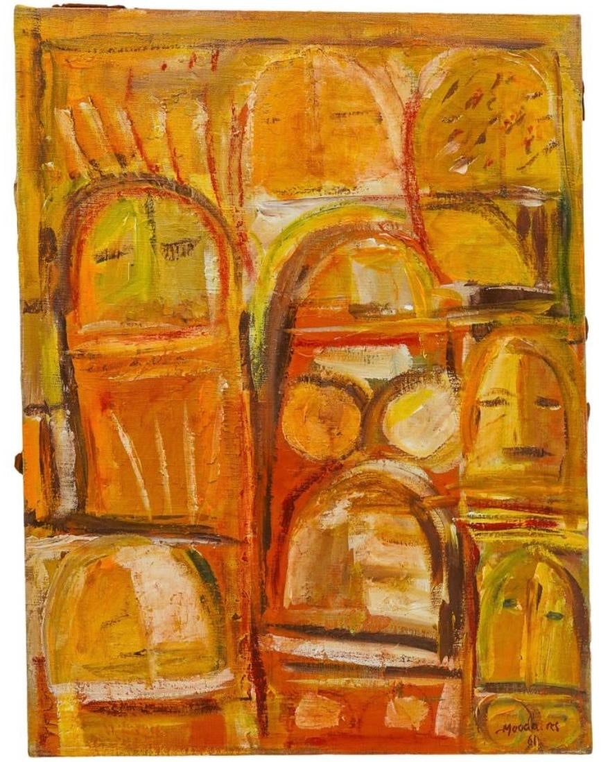 Fateh Moudarres (Attributed) Oil on Canvas Art: 21" x 16" (1 of 3)
