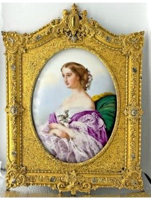 Antique European Ormolu Bronze Frame w/ Porcelain Plaque 10.5" x 8" (1 of 2)