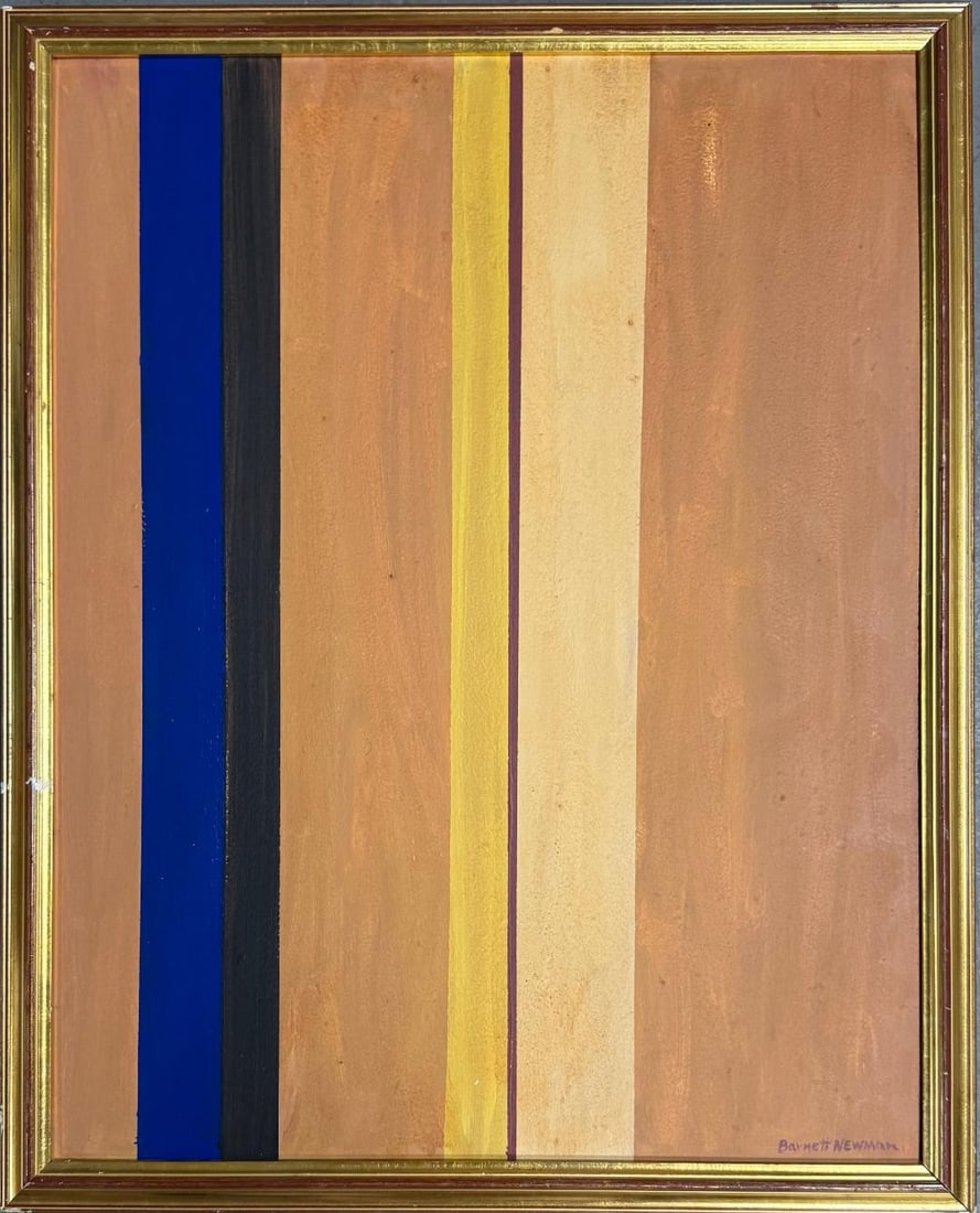 Attributed to Barnett Newman Oil on Board Art: 28" x 22" Fr: 30.5" x 25.5" (1 of 3)