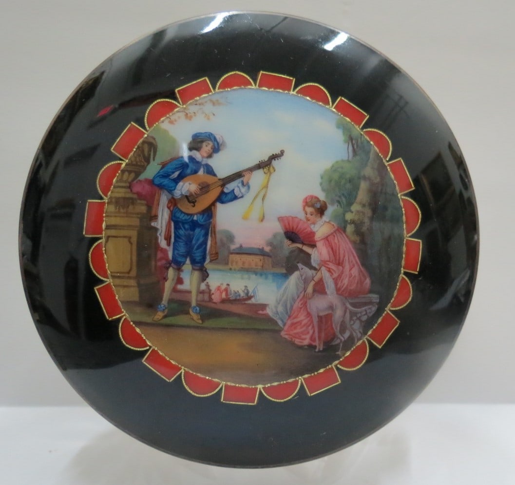 Sterling Silver, Enamel & Crystal Box H: 2.5" Diam: 6" France (1 of 4)