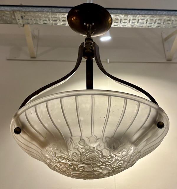 Hettier Vincent & Hanots Art Deco Chandelier H: 18" Diam: 14" France (1 of 5)