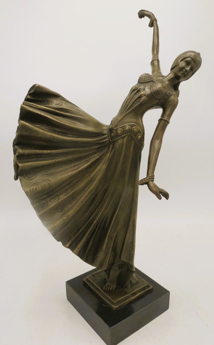 After Chiparus Bronze Figure of Dancer H: 16" W: 10" D: 5" (1 of 2)