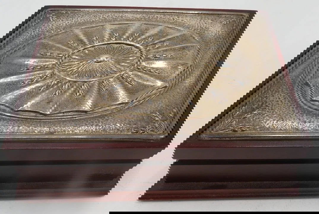 Sterling Silver & Wood Box England H: 2" W 6.5" D: 5" (1 of 4)