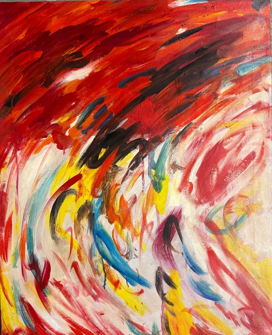 Orhon Mubin 1966 (Attributed) Oil on Canvas Art: 30" x 24" Unframed (1 of 3)