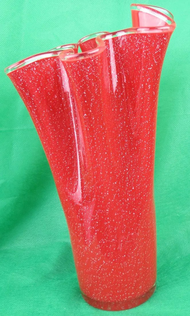 Murano Glass Vase w/silver Inclusions c.1960 H: 11" Italy (1 of 4)