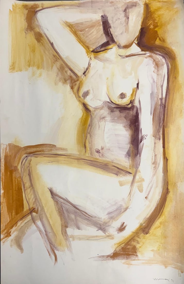 Manuel Neri Jr. (Attributed) Mixed Media on Paper Art: 40" x 26" (1 of 2)