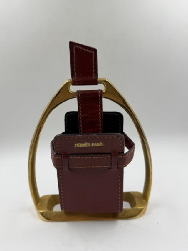 Hermes Paris Bronze & Leather Cards Holder H: 7" France: Shipping in - House available