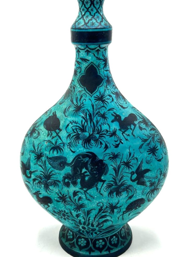 Samson Safavid Style Porcelain Vase H: 14.5" Diam: 8": Shipping in - House available