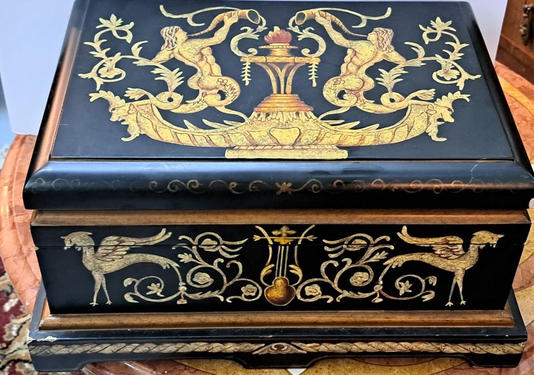 Maintland Smith Style Box Chinoiserie Decoration H: 8" W: 15" D: 10": Shipping in - House available