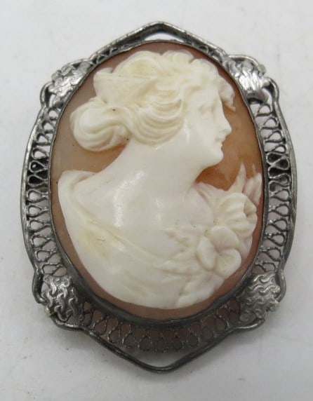 Antique Carved Shell Cameo Brooch (1 of 2)