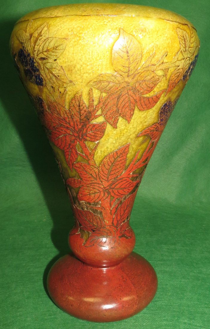 Art Deco Glass Vase by Daum Nancy: H-10" ,Dia.6" Est. Shipping = $ 40 to U.S.