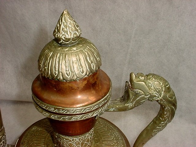 Pair of Tea Pots with Dragons, Bronze and Metal  - 2