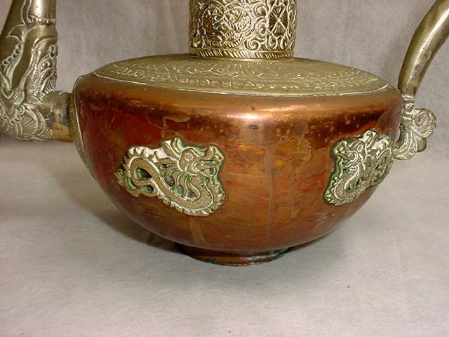 Pair of Tea Pots with Dragons, Bronze and Metal  - 3