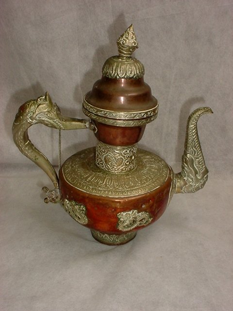 Pair of Tea Pots with Dragons, Bronze and Metal  - 4