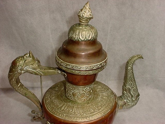 Pair of Tea Pots with Dragons, Bronze and Metal  - 6