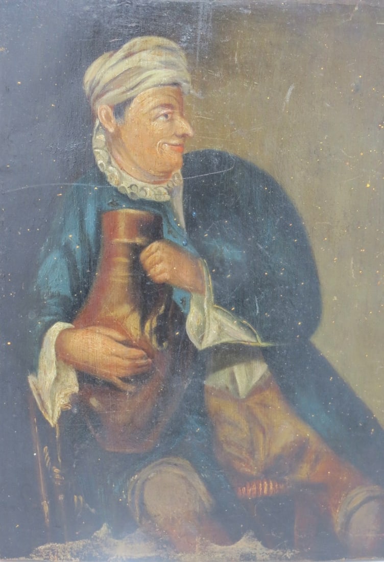 Antique European Painting Oil on Wood Art: 10.8" x 8.3" Unframed: Shipping in - House available