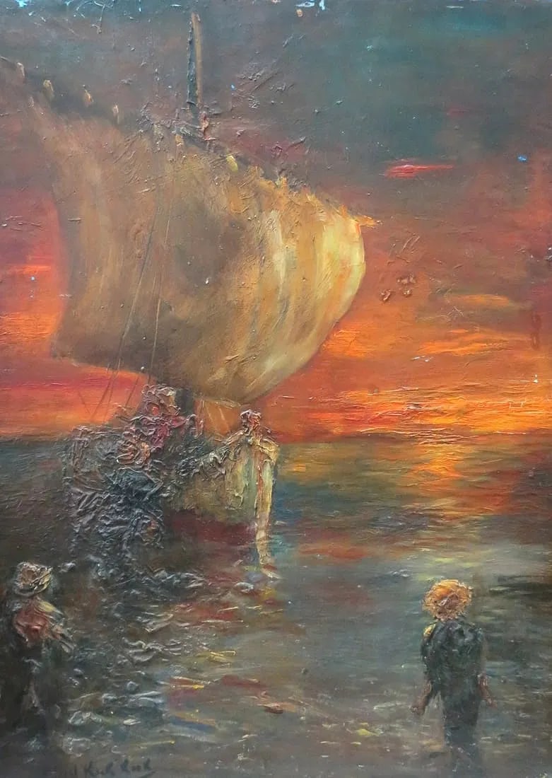 Stephen KoekKoek Oil on Panel Art: 26" x 19.5" w/ Provenance Argentina: Shipping In - House available - No COA - Stephen Koekkoek. His father was the maritime painter Hermanus Koekkoek the Younger, who had recently moved to London to establish an art gallery. He often tra