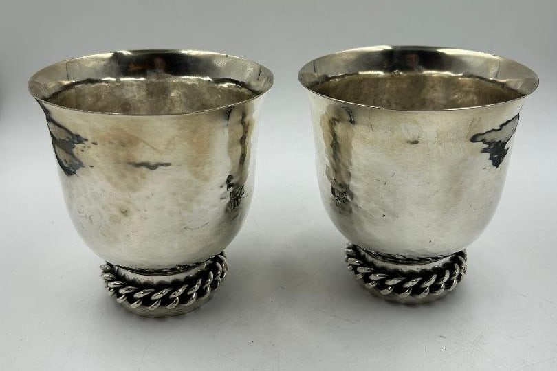 Jean Despres Art Deco Silverplated Pair of Vases H: 4.4" D: 3.7" France (1 of 4)