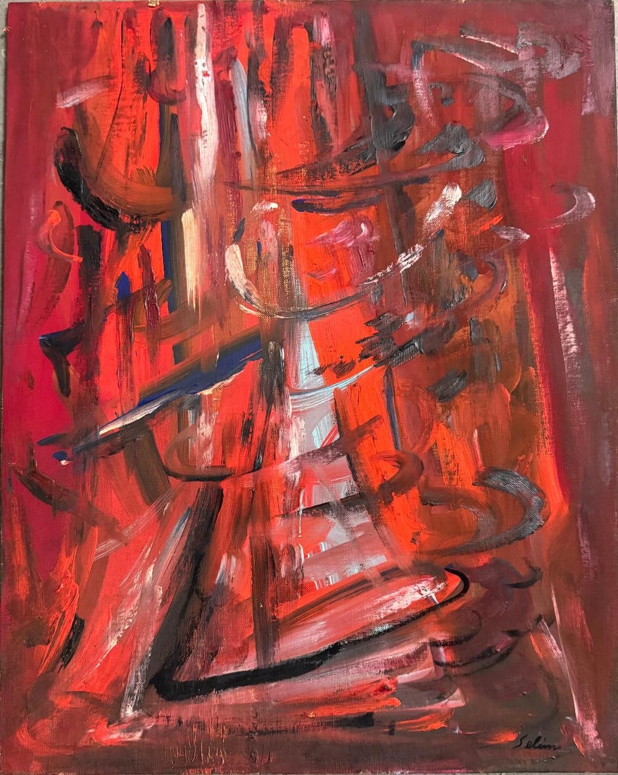 Turan Selim (Attributed) Oil on Canvas Art: 20" x 16" (1 of 2)