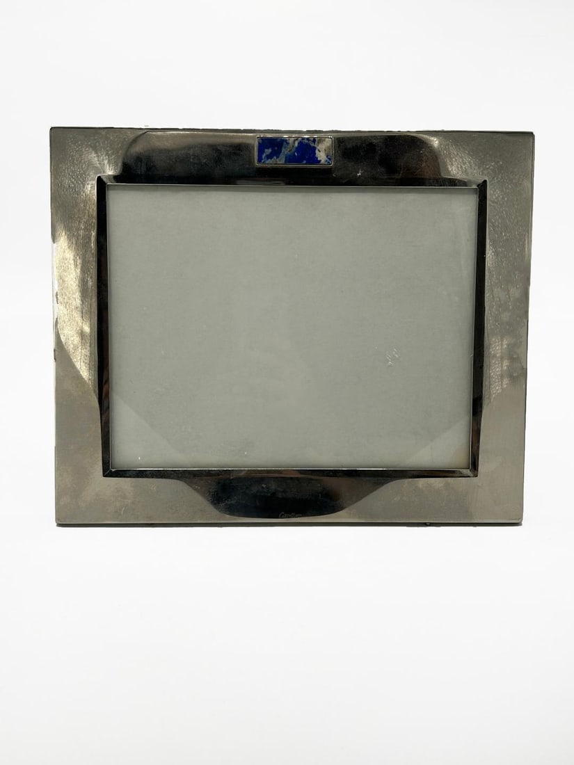 Cartier Art Deco Silverplated Photo Frame w/ Blue Stone 10" x 12" France (1 of 4)