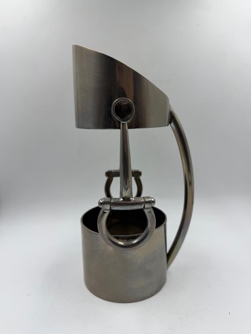 Gucci Silverplate Art Deco Wine Bottle Holder H: 8.3": Shipping in - House available
