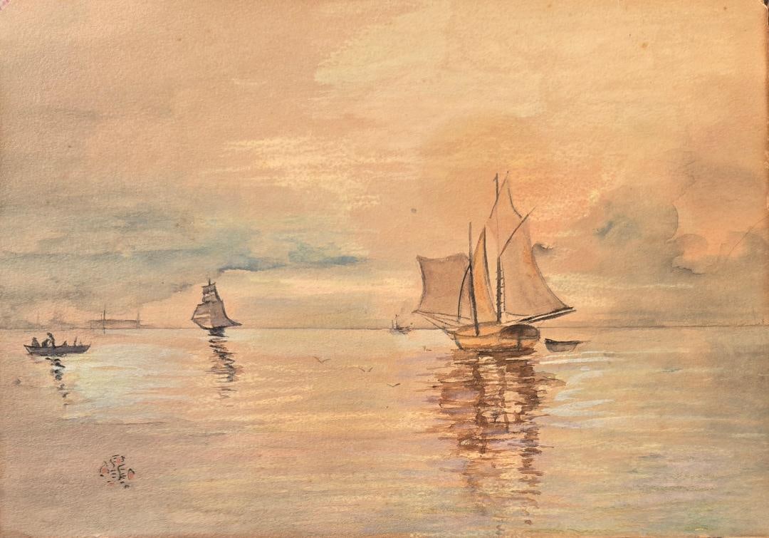 James McNeil Whistler (Attributed) Gouache on Paper 10.5" x 7" Fr: 15" x 12" (1 of 3)