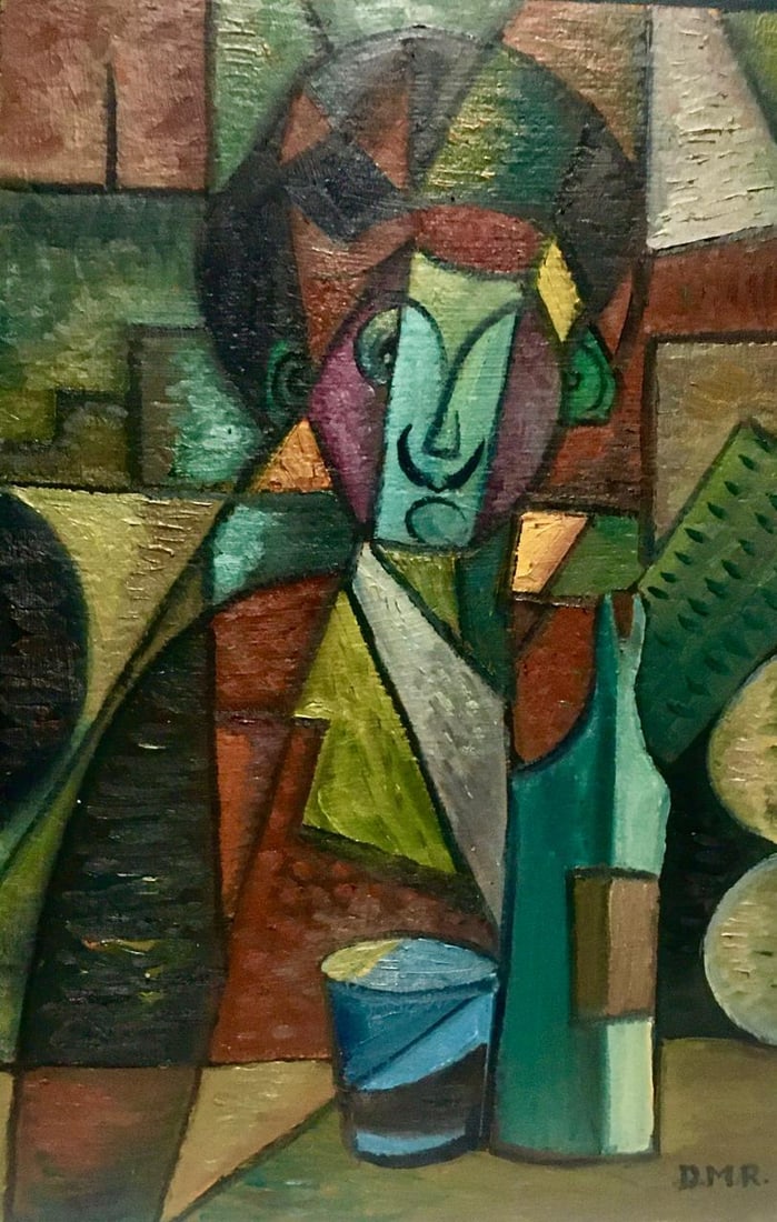 Diego M Rivera (Attributed) Oil on Wood Cubist Style 12" x 8" Unframed: Shipping in - House available No COA - Provenance Antique Fair San Telmo Bs As Argentina. Diego María de la Concepción Juan Nepomuceno Estanislao de la Rivera y Barrientos Acosta y Rodríguez, known