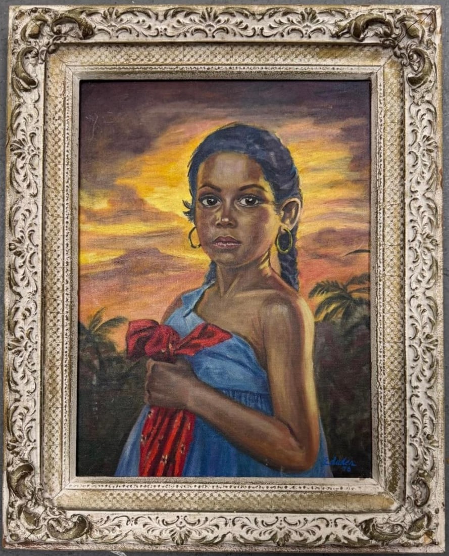 Victor Edades 1978 (Attributed) Oil on Canvas over Board Art: 16" x 12": Shipping in - House available. No COA - Victorio Candido Edades (December 23, 1895 – March 7, 1985) was a Filipino painter. He led the revolutionary Thirteen Moderns, who engaged their classical com