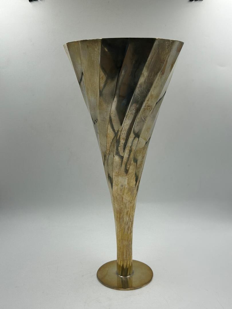 Josef Hoffmann Art Deco Silverplated Vase H: 11" Diam: 5" (1 of 4)
