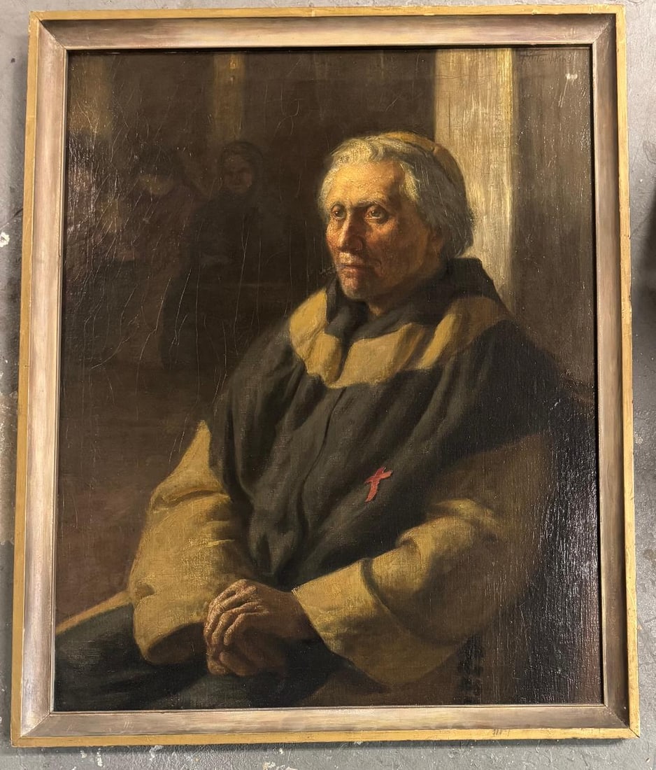 Frank Henry Tompkins (Attributed) Oil on Masonite Art: 37" x 30" No COA: Shipping in - House available - Frank H Tompkins was an American artist born on October 3, 1847, in Hector, New York, and he passed away on December 13, 1922. He was associated with the American Impre