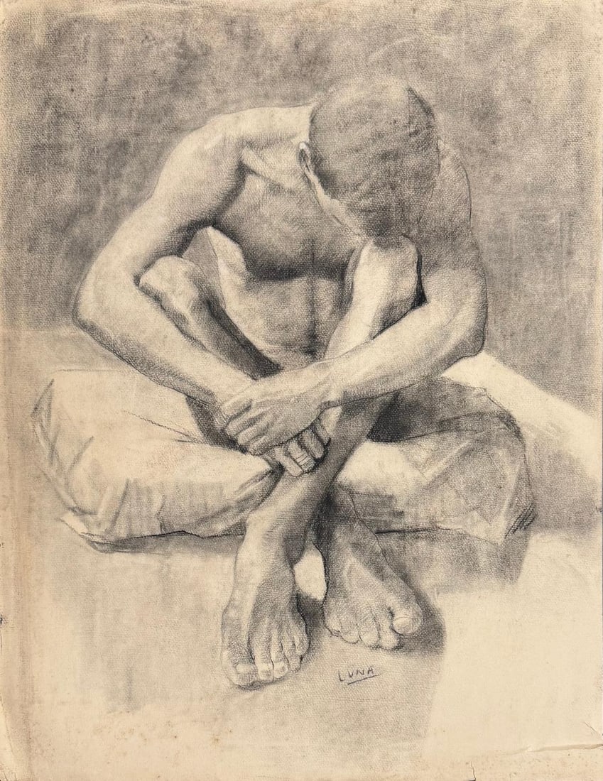 Juan Luna y Novicio Charcoal on Paper Art: 25.5" x 19.5" Fr: 30" x 24": Shipping in - House available - No COA - Juan Luna de San Pedro y Novicio Ancheta was a Filipino painter, sculptor and a political activist of the Philippine Revolution during the late 19th century. H