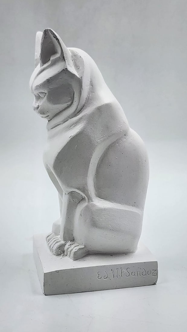 Edouard Marcel Sandoz Art Deco Plaster "Cat" H: 6.3" W: 3" D: 3": Shipping In - House available - Edouard-Marcel Sandoz 1881-1971 was a Swiss animalier sculptor and painter Susse Freres Foundry(1930). He was the son of Edouard Sandoz , the founder of the chemical an
