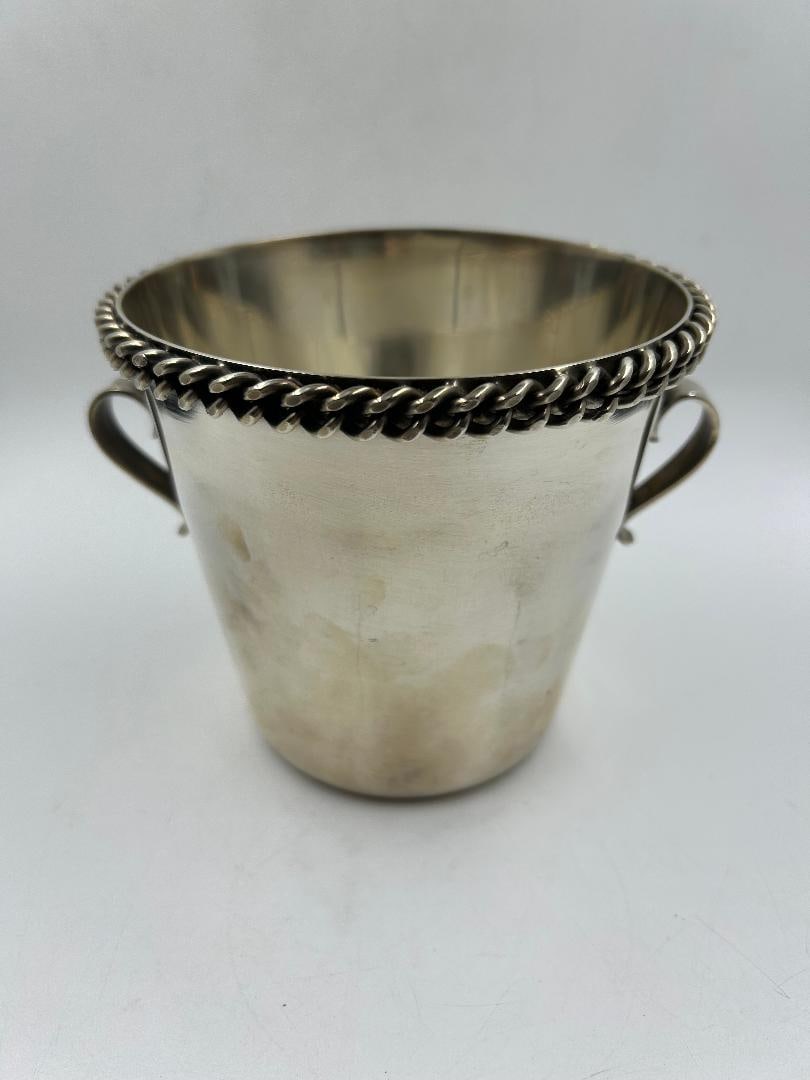 Jean Despres Silverplated Art Deco Mini Ice Bucket H: 4.5" W: 5" France (1 of 4)