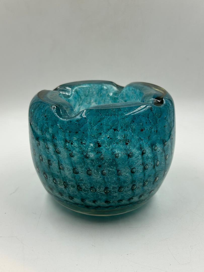 Maurice Marinot Art Deco Glass Ashtray H: 4" Diam: 5" France: Shipping in - House Available - Maurice Marinot, French painter and glassmaker who was one of the first 20th-century glassworkers to exploit the aesthetic qualities of weight and mass and one of the f