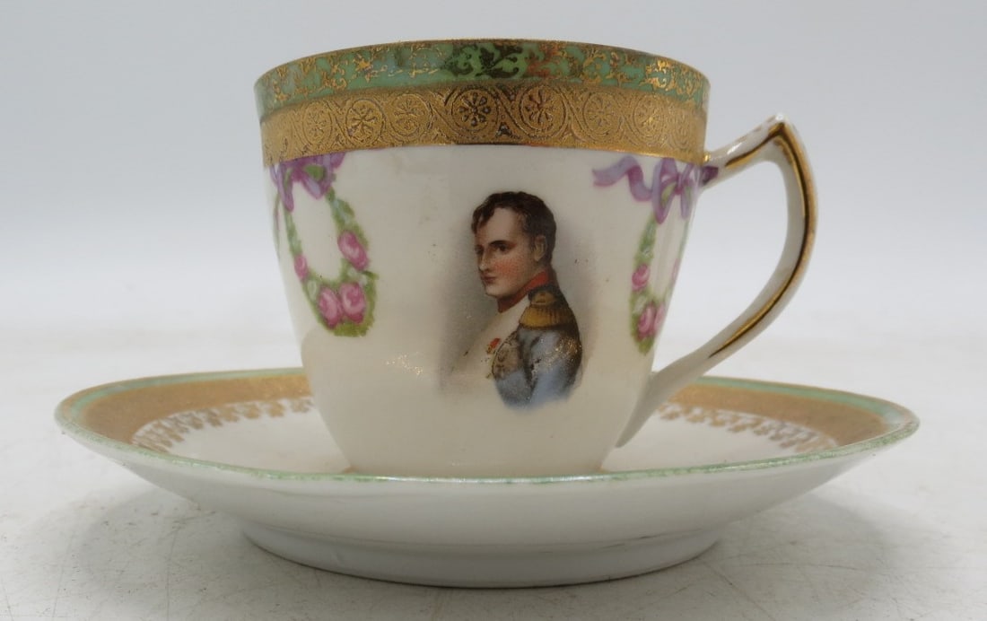 Napoleonic Porcelain Saucer H: 3" Plate D: 3.9": Shipping in - House available