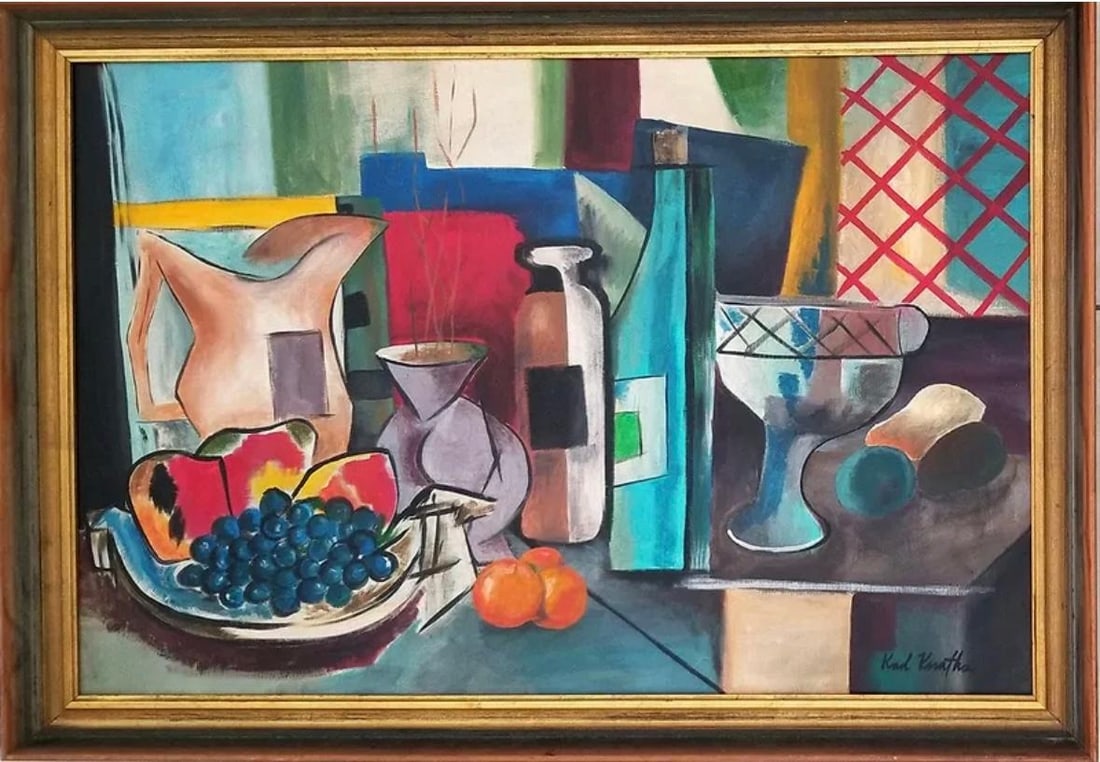 Karl Knaths (Attributed) Oil on Canvas Art: 36" x 24" Frame: 40" x 28": Shipping in - House available. No COA - Karl Knaths (October 21, 1891 – March 9, 1971) was an American artist whose personal approach to the Cubist aesthetic led him to create paintings that, while
