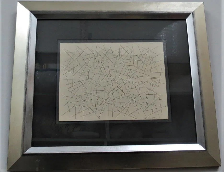 Sol Lewitt (Attributed) Pencil on Paper .Art: 8" x 10" Frame: 15" x 17" (1 of 3)