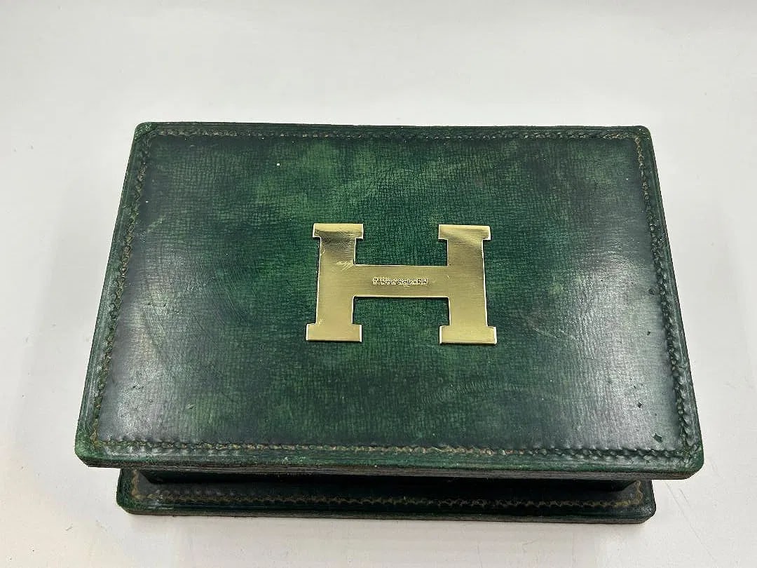 Hermes Paris Art Deco Leather Box H: 3" W: 7" D: 5" France (1 of 4)