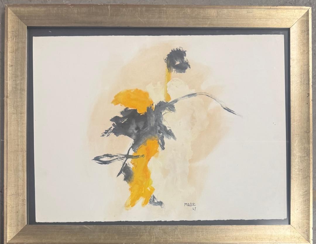 Manabu Mabe 1969 (Attributed) Gouache on Paper 22" x 30" Fr: 28" x 36": Shipping in - House available - No COA - Manabu Mabe was a Japanese-Brazilian painter. Mabe worked as a vendor of hand-painted ties in Sao Paulo before becoming a famous artist