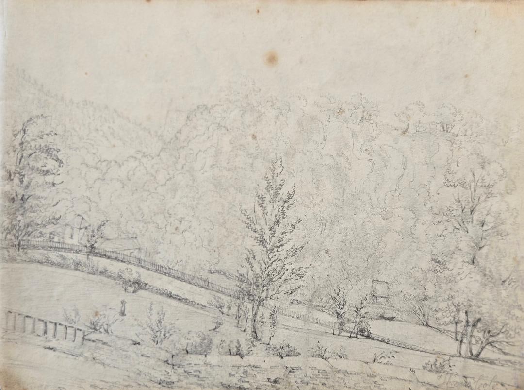 Alma Thomas (Attributed) Pencil on Paper Art: 8" x 10.7" Fr: 14" x 17": Shipping in - House available. No COA - Alma Woodsey Thomas was an African-American artist and teacher who lived and worked in Washington, D.C., and is now recognized as a major American painter of th