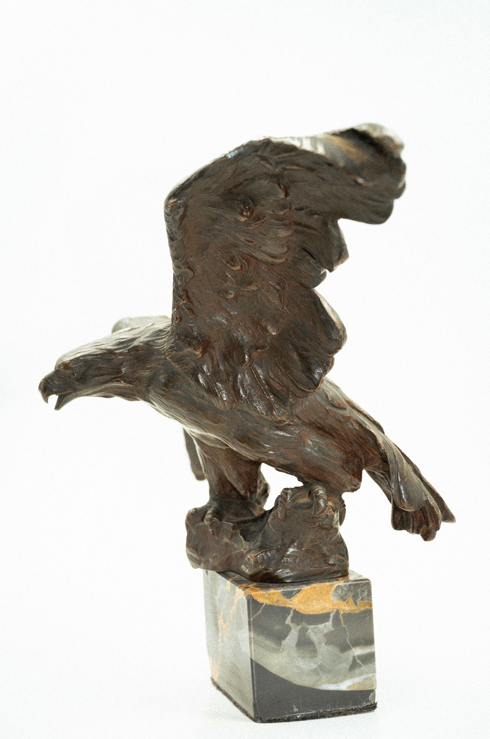America Eagle Bronze Sculpture with Marble Base H: 8" W: 12": Shipping in - House available