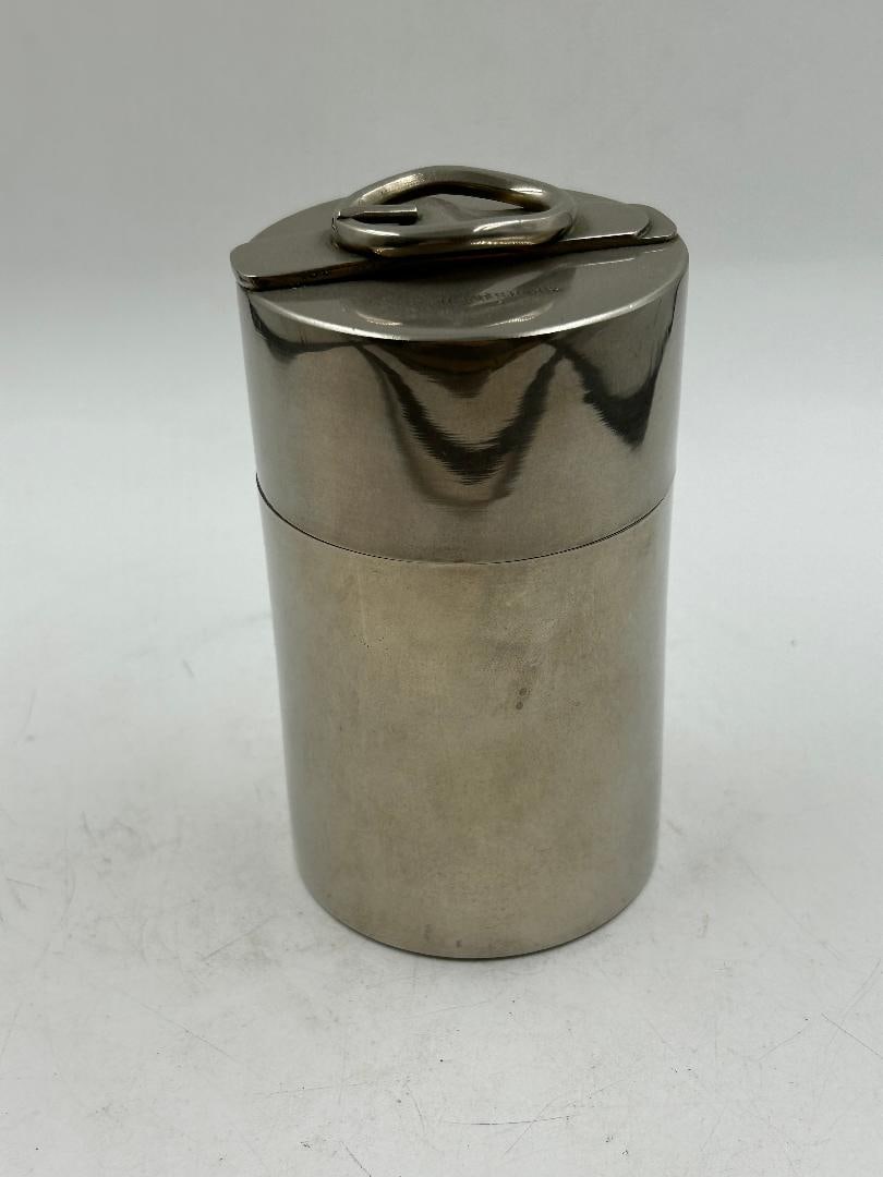 Hermes Paris Art Deco Silverplated Box H: 4.3" Diam: 2.3" France (1 of 5)