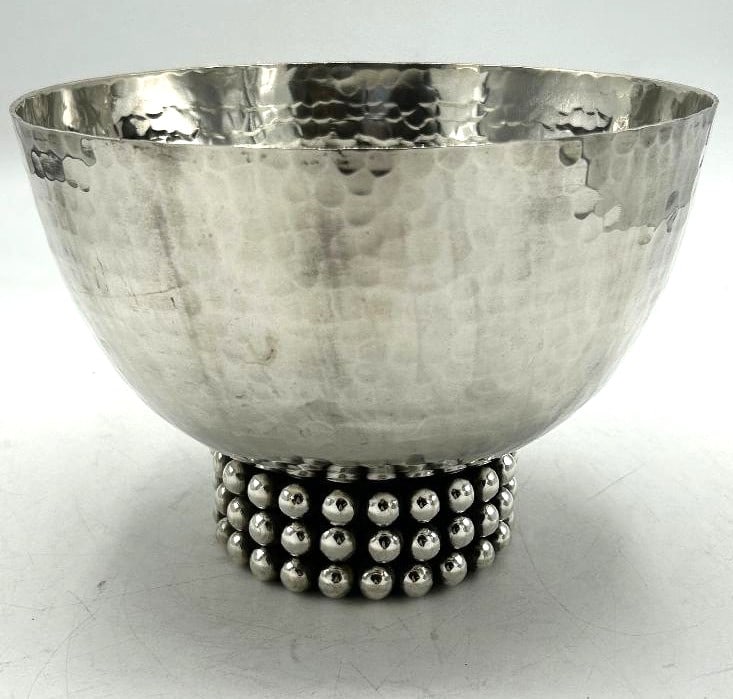 Jean Despres Magnificent Art Deco Centerpiece H: 6" Diam: 8" France: Shipping in - House available - Jean Despres was a French jewelry maker and designer best known for his intricate Art Deco jewelry made from semi-precious stones, machine parts, and enamel. Despres' a