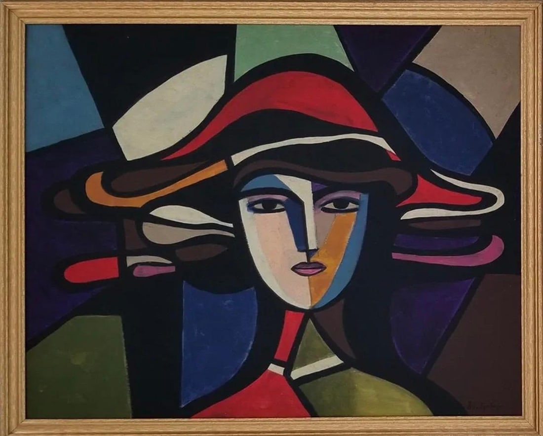 Eren Eyuboglu (Attributed) Oil on Panel Art: 30" x 23" Fr: 33" x 27" Turkey (1 of 2)