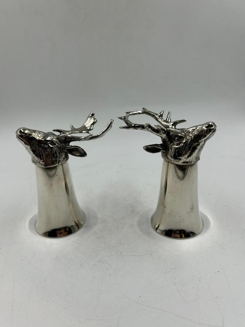 Gucci Pair of Art Deco Silverplated Cups w/ Animals Heads H: 3.5" Italy: We have an in-house shipping department to ensure your post-purchase processing is as easy as possible. We encourage you to call us 561-2129413 or contact carstensgalleries@yahoo.com if you have any f