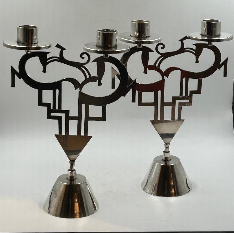 Atelier Hagenauer Art Deco Silverplated Pair of Candelabras H: 9.7 (1 of 5)